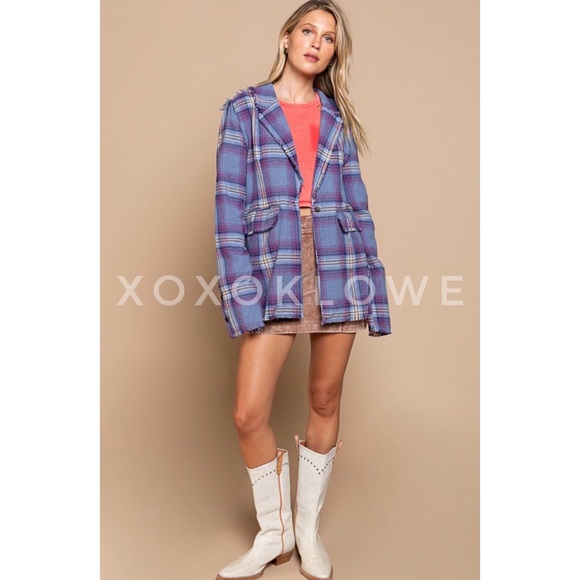 POL Blue Violet Blazer Single Button Relaxed Fit - Picture 6 of 14